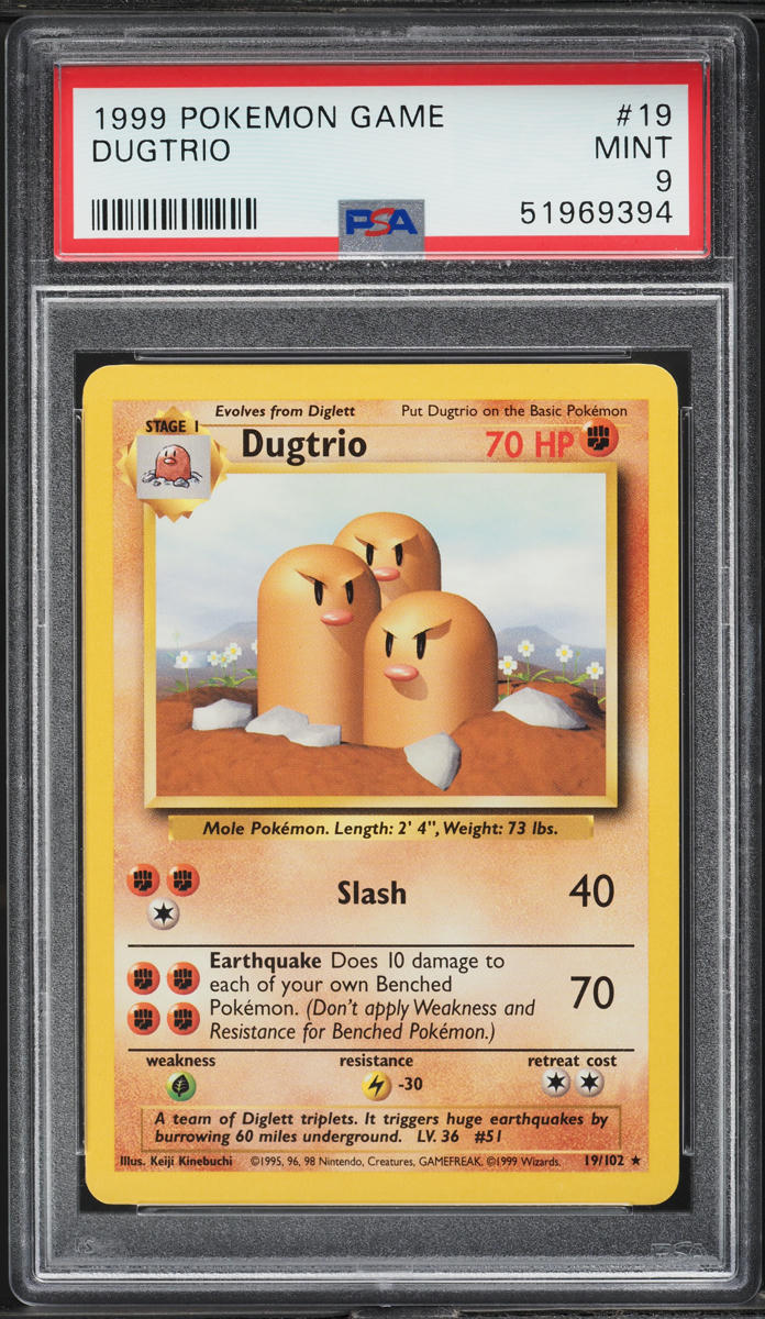 1999 Pokemon Base Set Dugtrio #19 PSA 9 MINT