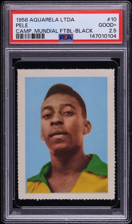 1958 Editora Aquarela Soccer Pele ROOKIE, BLACK NUMBER #10 PSA 2.5 GD+