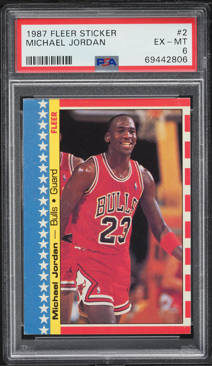 1987 Fleer Sticker Michael Jordan #2 PSA 6 EXMT