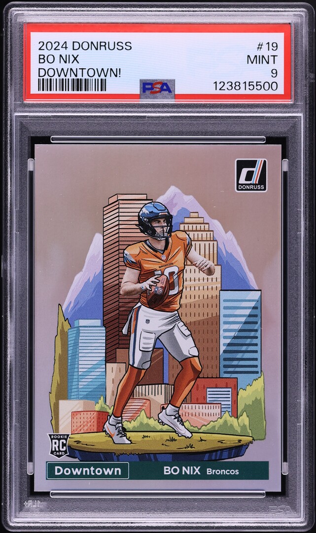 2024 Donruss Downtown! Bo Nix ROOKIE #19 PSA 9 MINT
