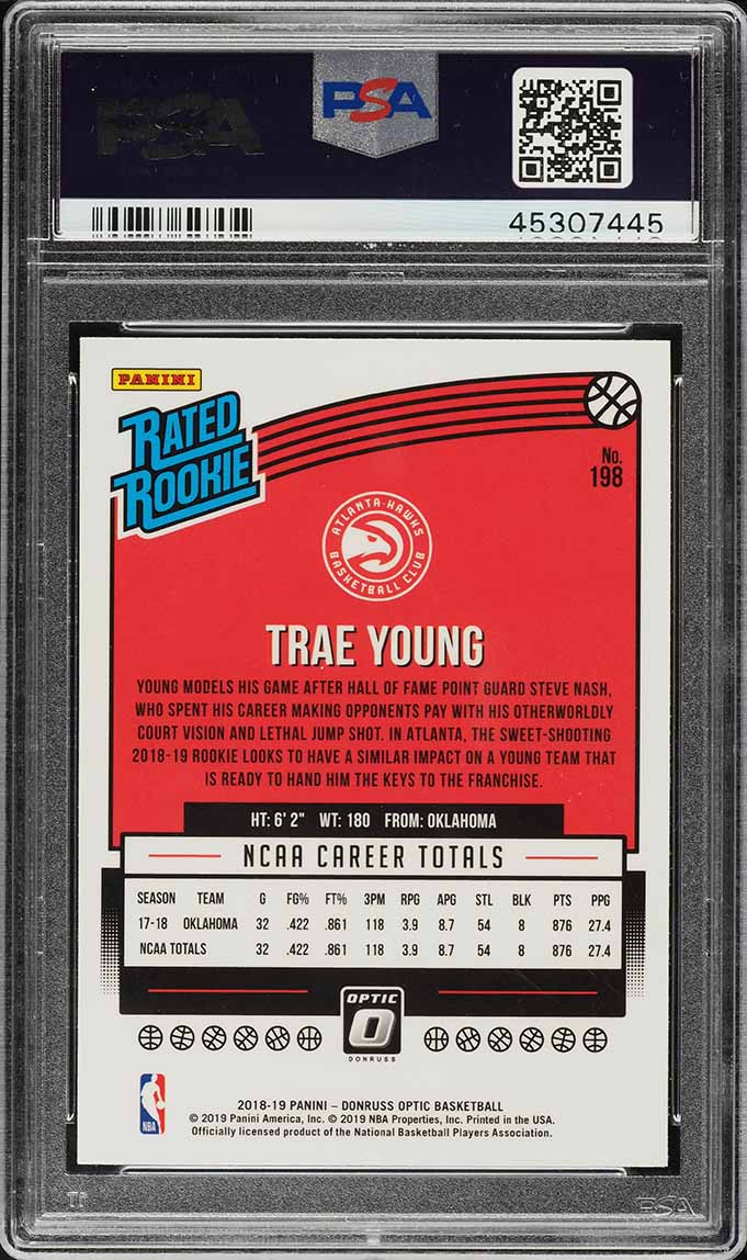 2018 Donruss Optic Trae Young ROOKIE RC #198 PSA 10 GEM ...