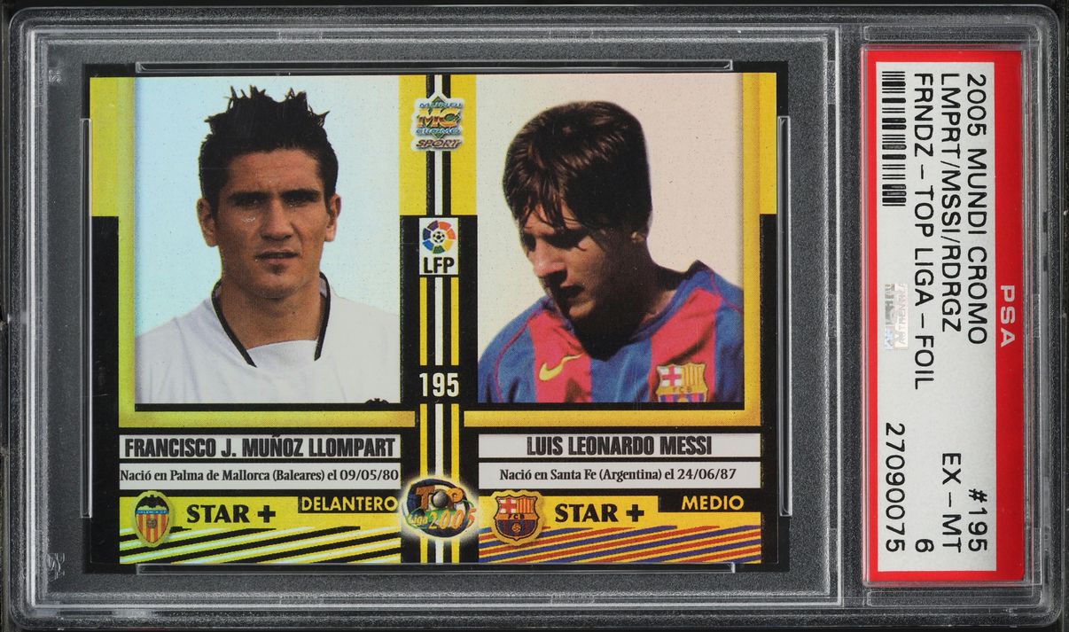 2004 Mundi Cromo Top Liga Foil Lionel Messi ROOKIE #195 PSA 6 EXMT