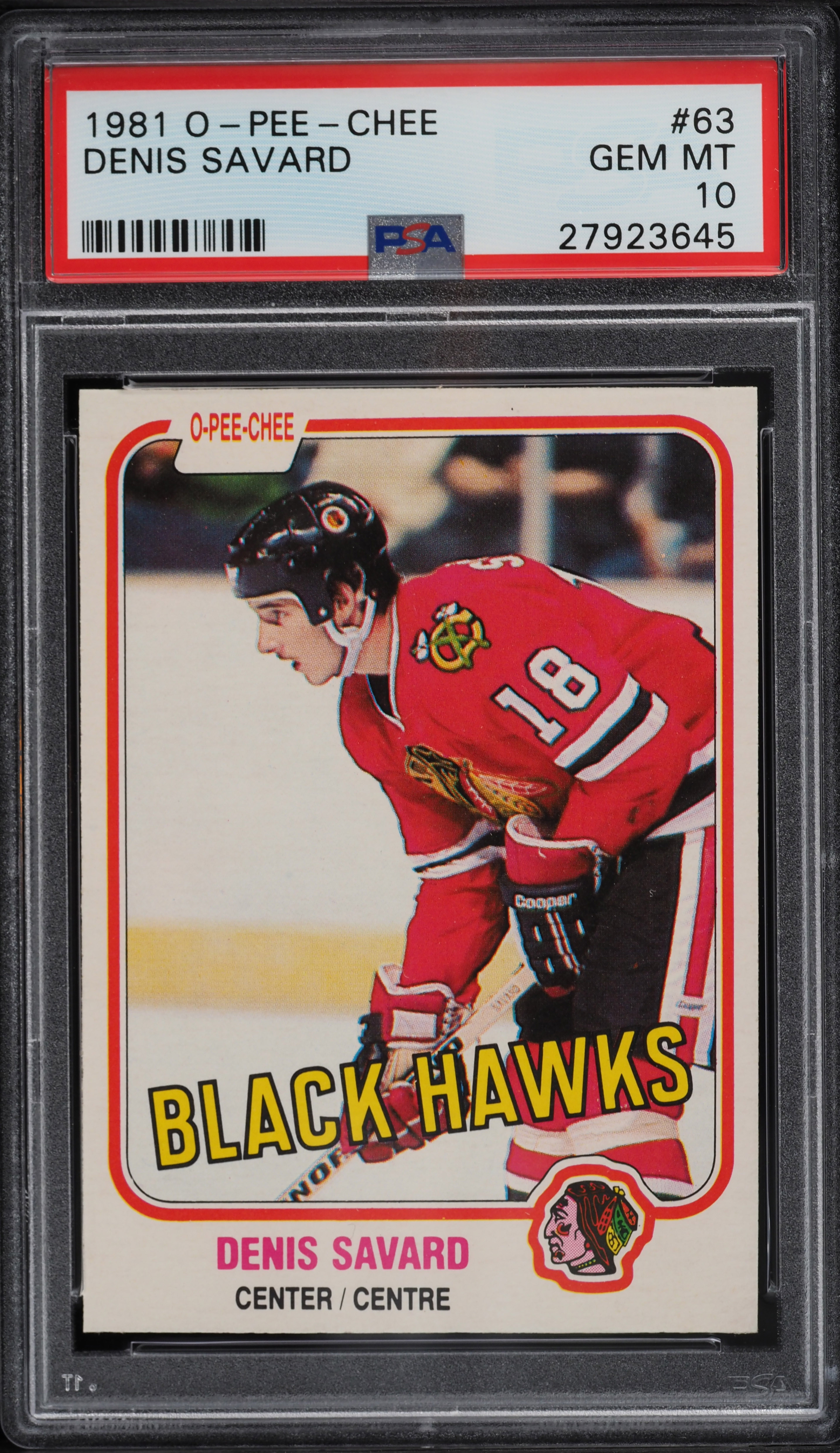 1981 O-Pee-Chee Hockey Denis Savard ROOKIE RC #63 PSA 10 GEM MINT
