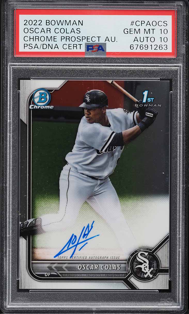 2022 Bowman Chrome Oscar Colas PROSPECT AUTO DNA 10 #CPA-OCS PSA 10 GEM MINT