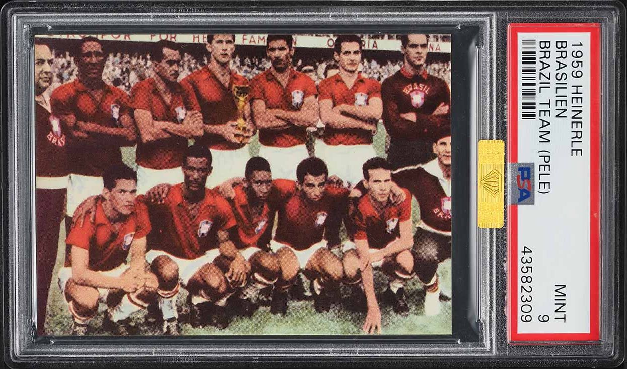 1959 Heinerle Brasilien Soccer Brazil Team w/ Pele ROOKIE MBA PSA 9 MINT