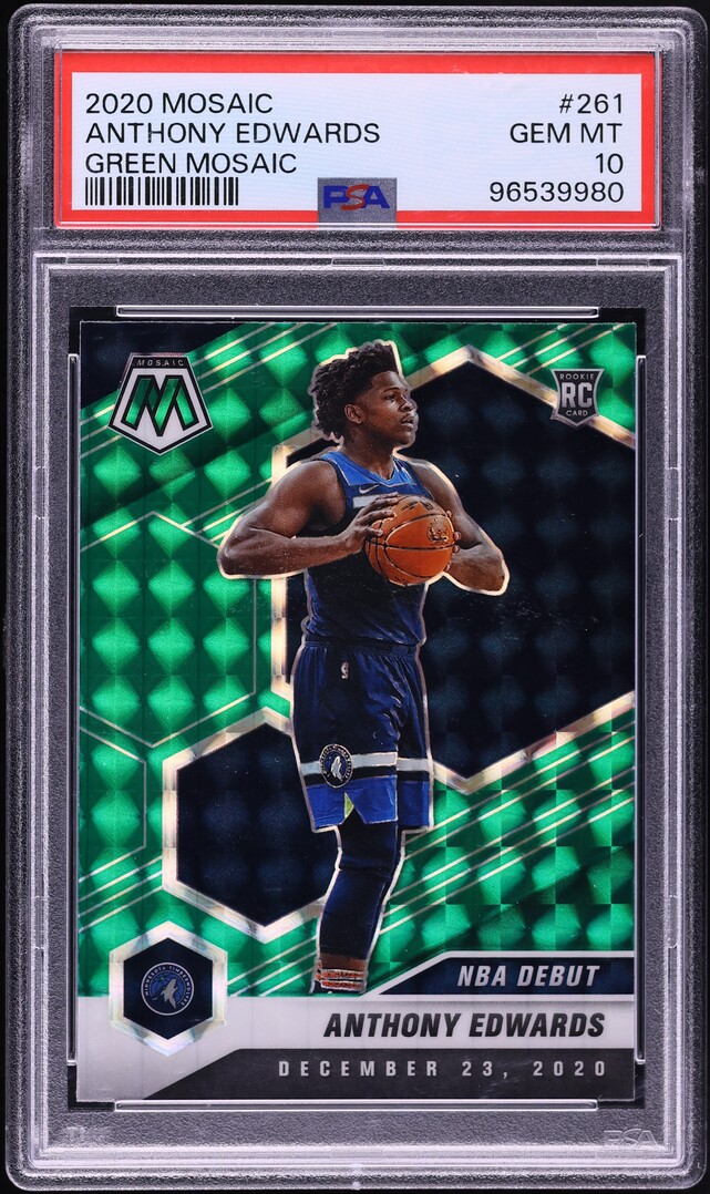 2020 Panini Mosaic Green Anthony Edwards ROOKIE #261 PSA 10 GEM MINT