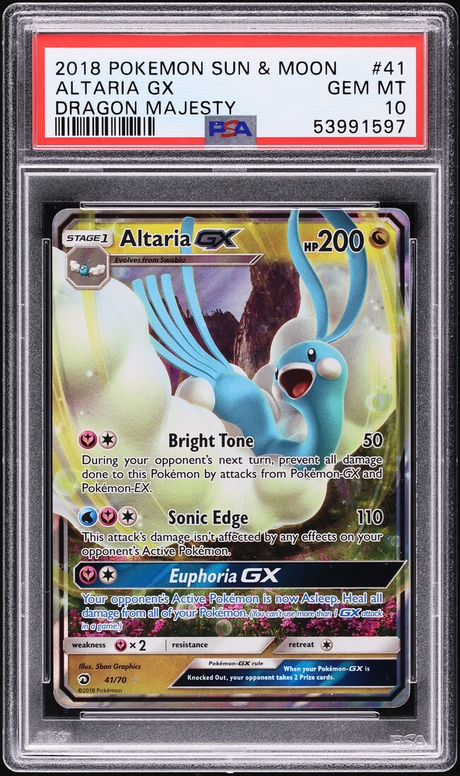 2018 Pokemon Sun & Moon Dragon Majesty Altaria GX #41 PSA 10 GEM MINT