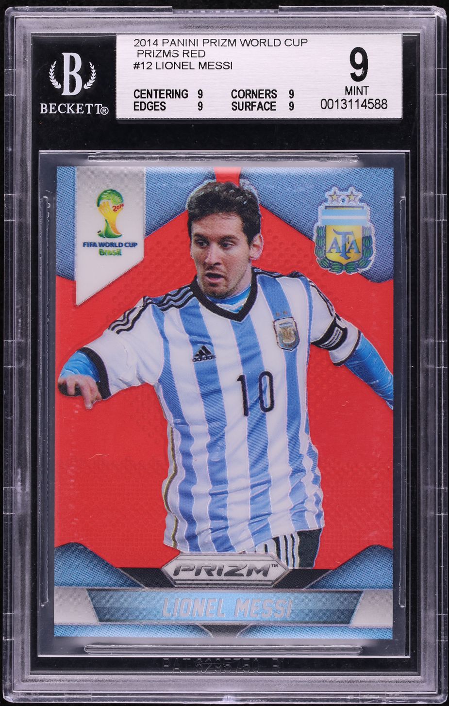 2014 Panini Prizm World Cup Red Lionel Messi /149 #12 BGS 9 MINT
