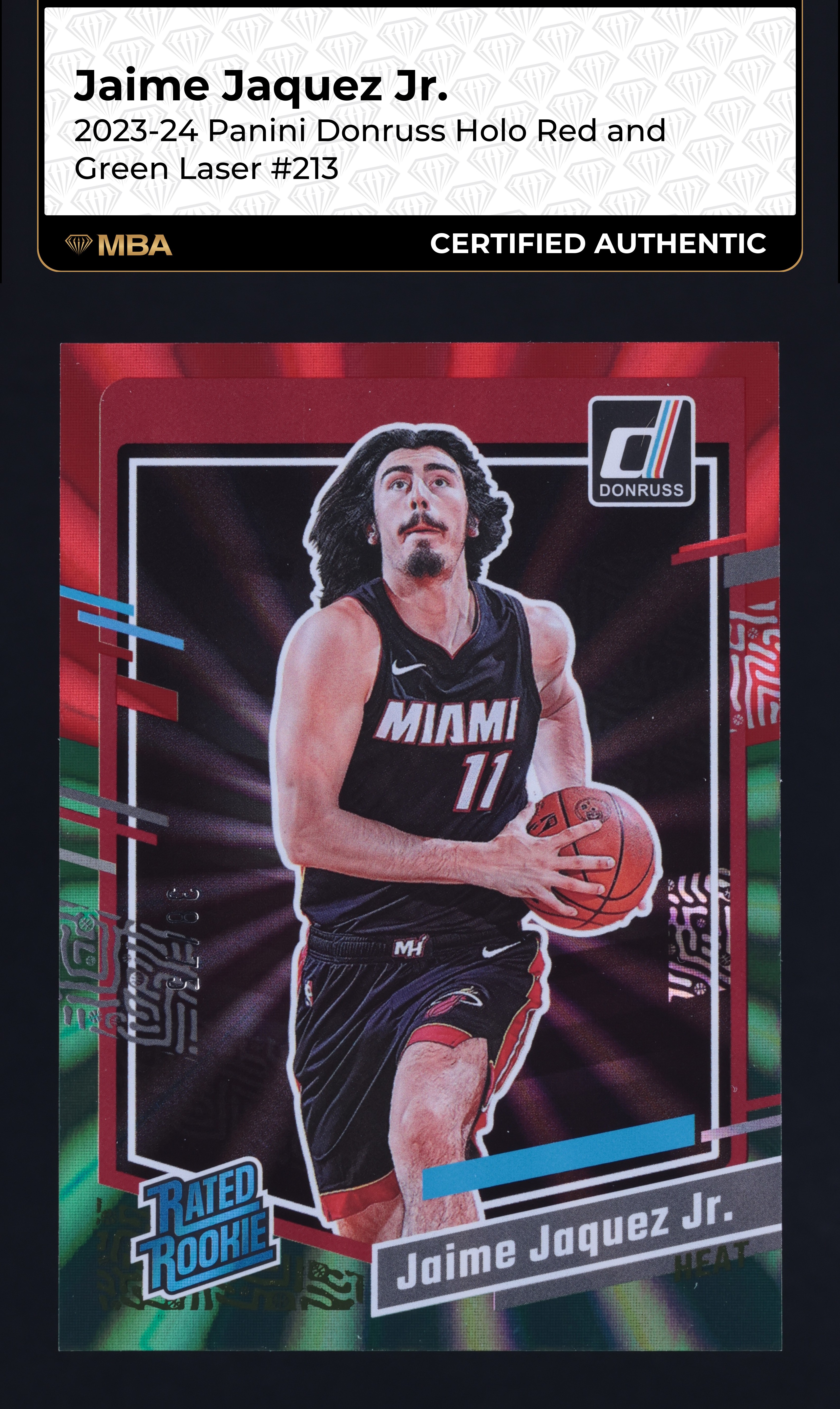 2023 Donruss Holo Red & Green Laser Jaime Jaquez Jr. ROOKIE /75 #213 MBA AUTH