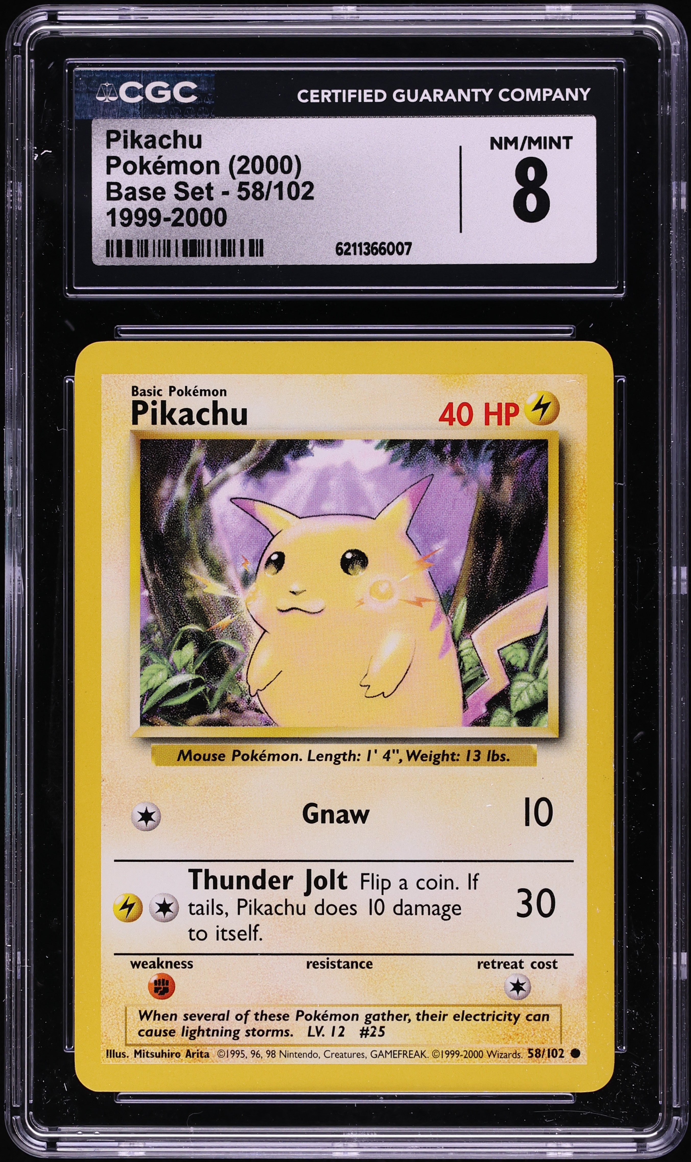 2000 Pokemon Base Set Pikachu #58 CGC 8 NM-MT