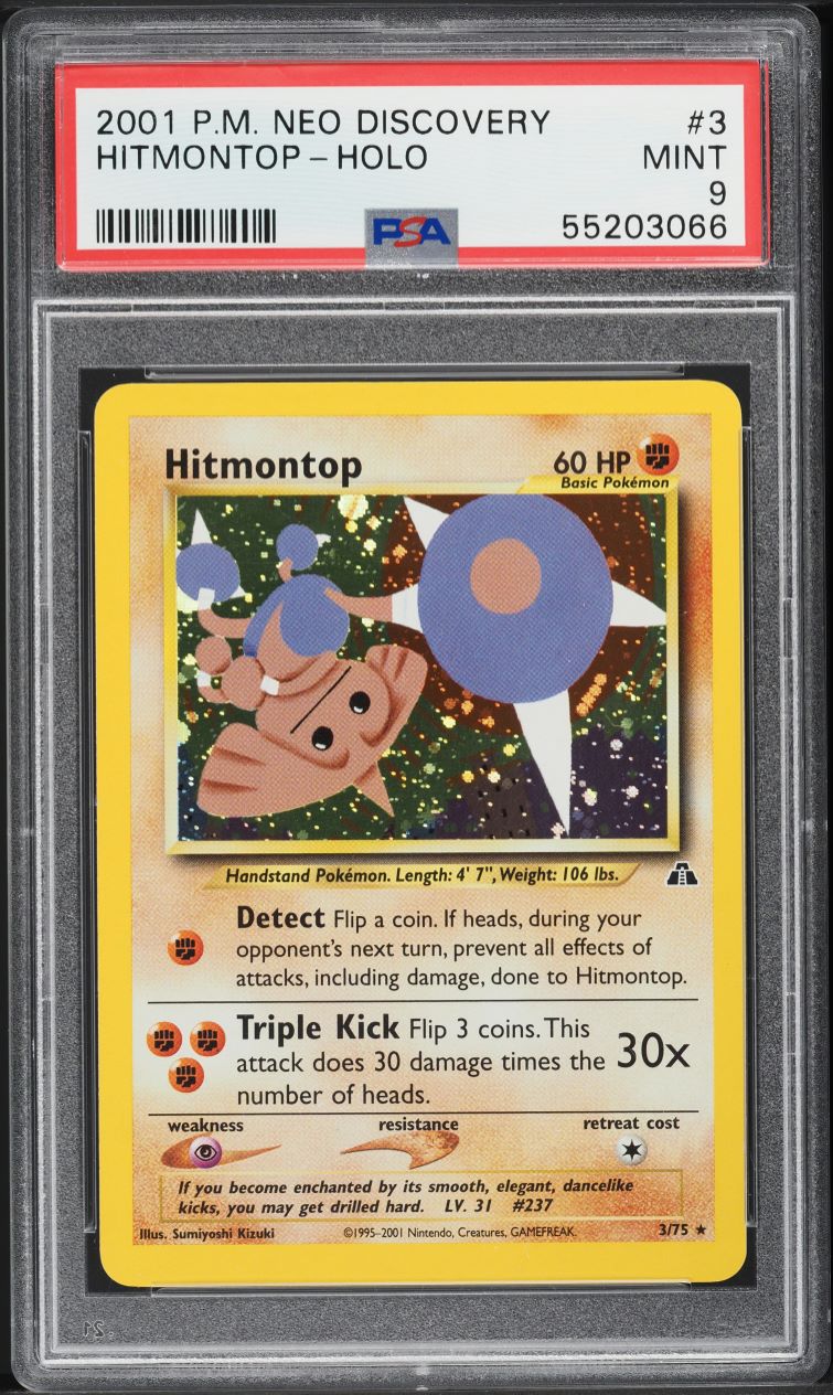 2001 Pokemon Neo Discovery Holo Hitmontop #3 PSA 9 MINT