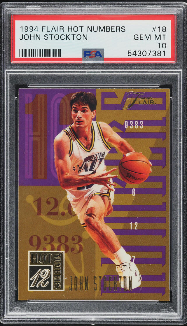 1994 Flair Hot Numbers John Stockton #18 PSA 10 GEM MINT