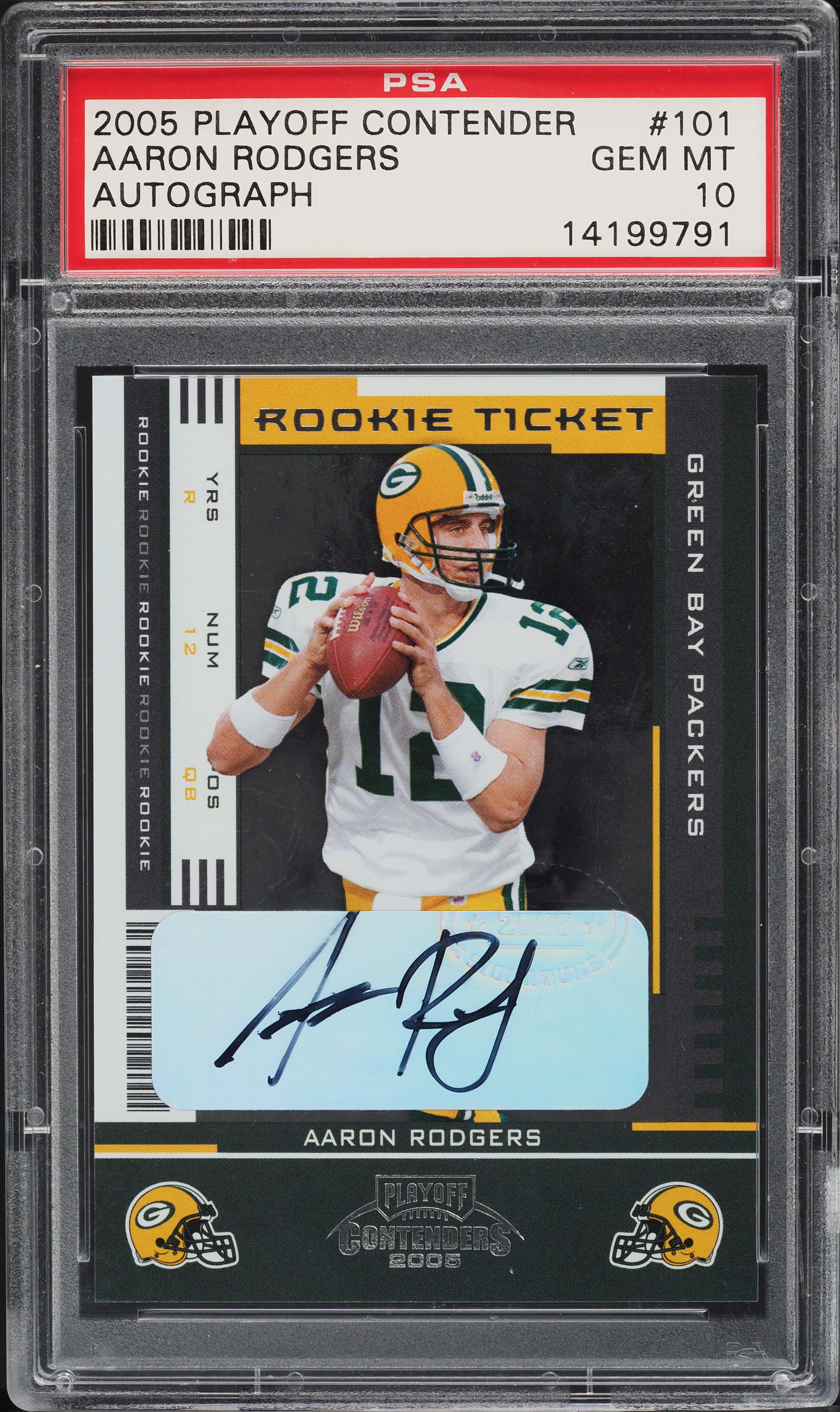 2005 Playoff Contenders Aaron Rodgers ROOKIE AUTO #101 PSA 10 GEM MINT