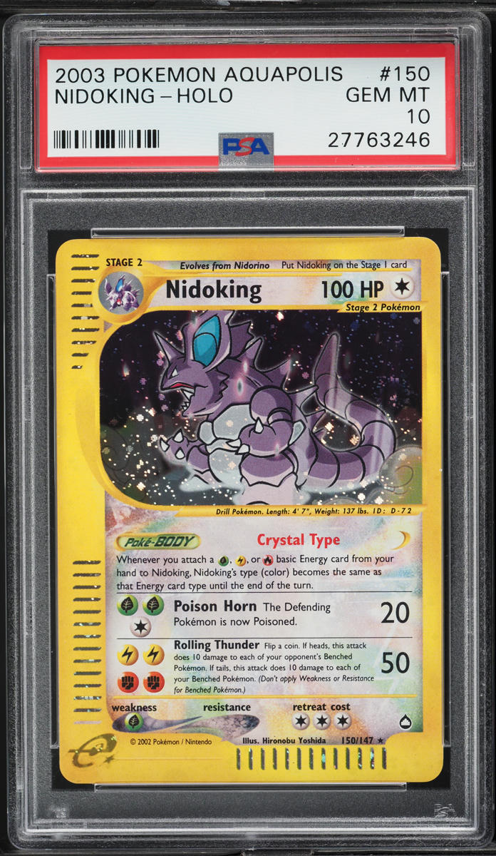 2003 Pokemon Aquapolis Holo Crystal Nidoking #150 PSA 10 GEM MINT