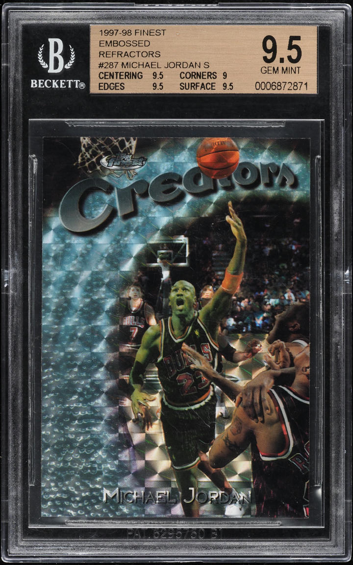 1997 Finest Embossed Refractor Michael Jordan /263 #287 BGS 9.5 GEM MINT