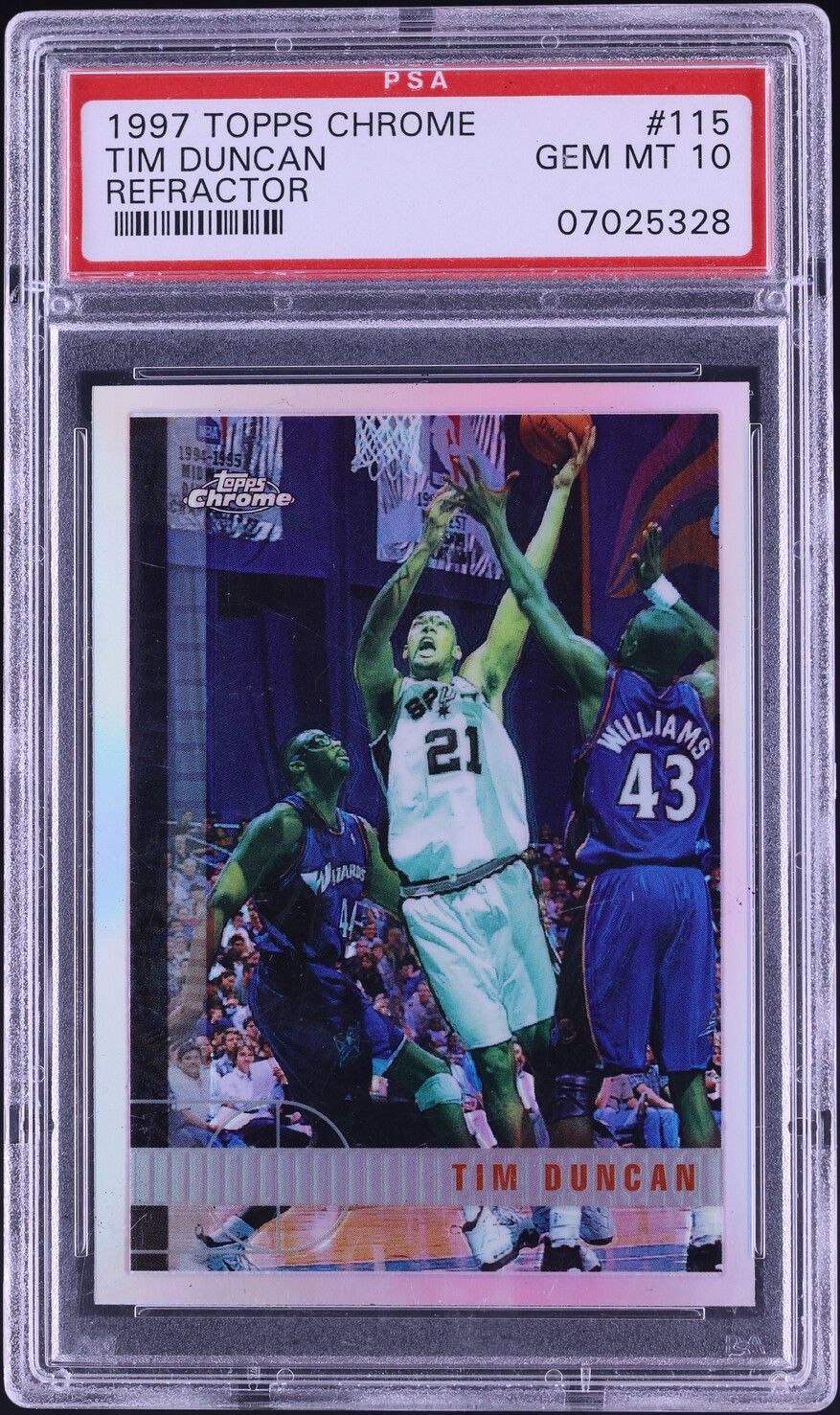1997 Topps Chrome Refractor Tim Duncan ROOKIE #115 PSA 10 GEM MINT