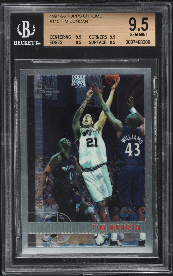 1997 Topps Chrome Tim Duncan ROOKIE #115 BGS 9.5 GEM MINT