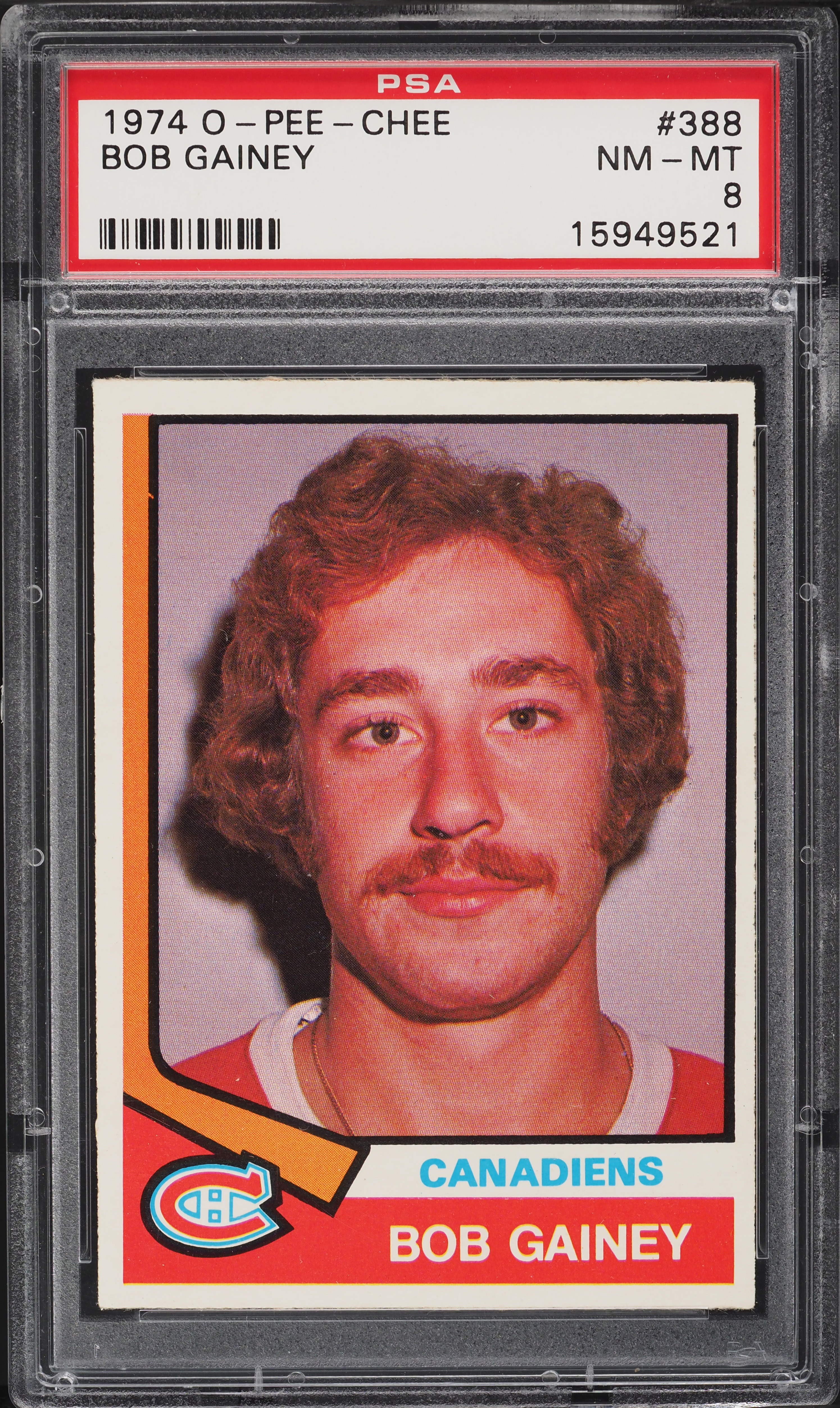 1974 O-Pee-Chee Hockey Bob Gainey ROOKIE #388 PSA 8 NM-MT