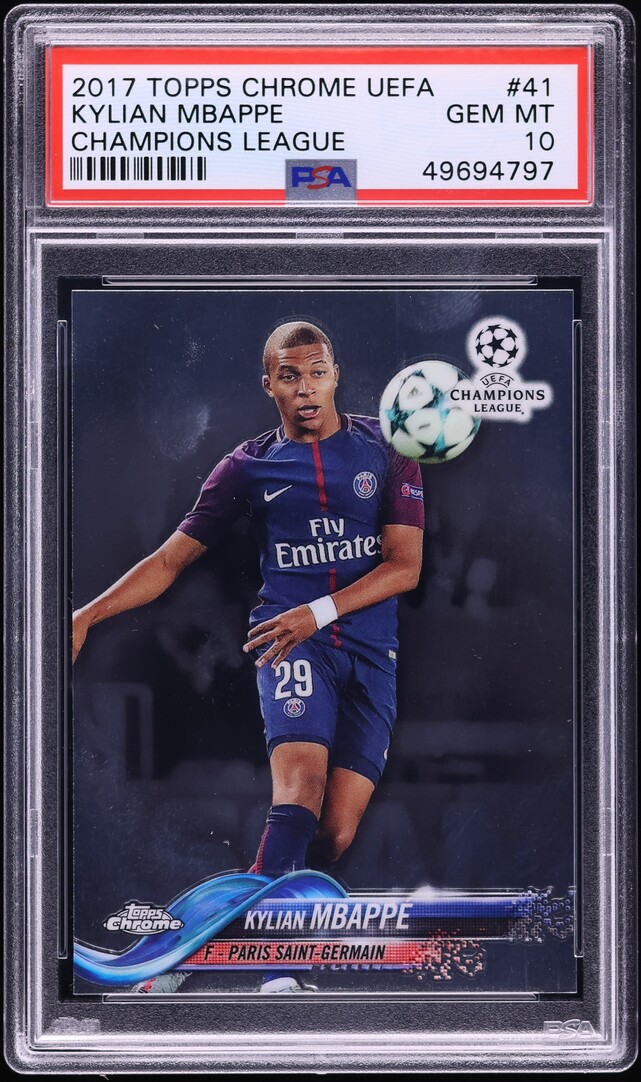 2017 Topps Chrome UEFA Kylian Mbappe ROOKIE #41 PSA 10 GEM MINT