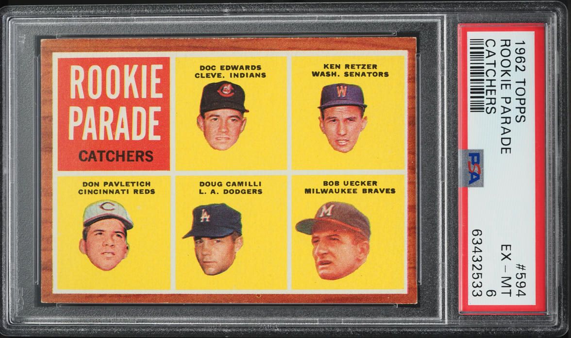 1962 Topps Bob Uecker ROOKIE #594 PSA 6 EXMT