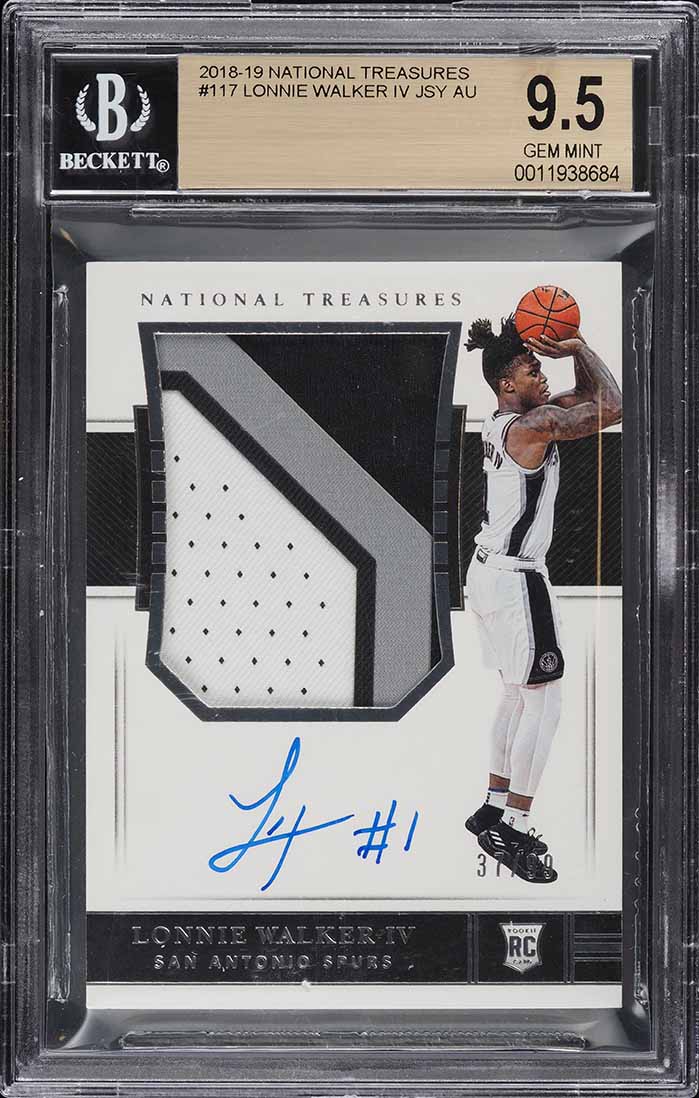 2018 National Treasures Lonnie Walker IV ROOKIE PATCH AUTO /99 #117 BGS 9.5 GEM
