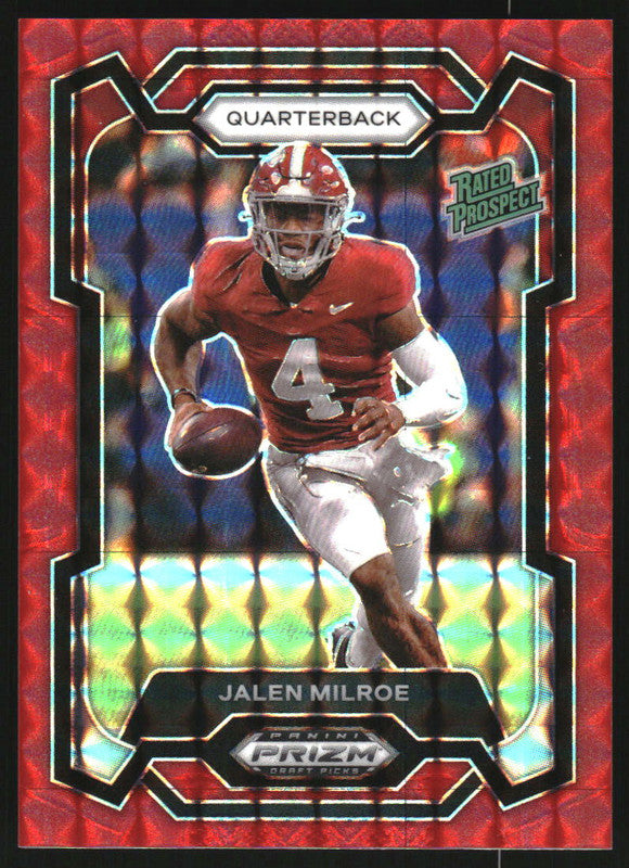 2024 Panini Prizm Draft Picks Prizms Red Finite #122 Jalen Milroe RC /125