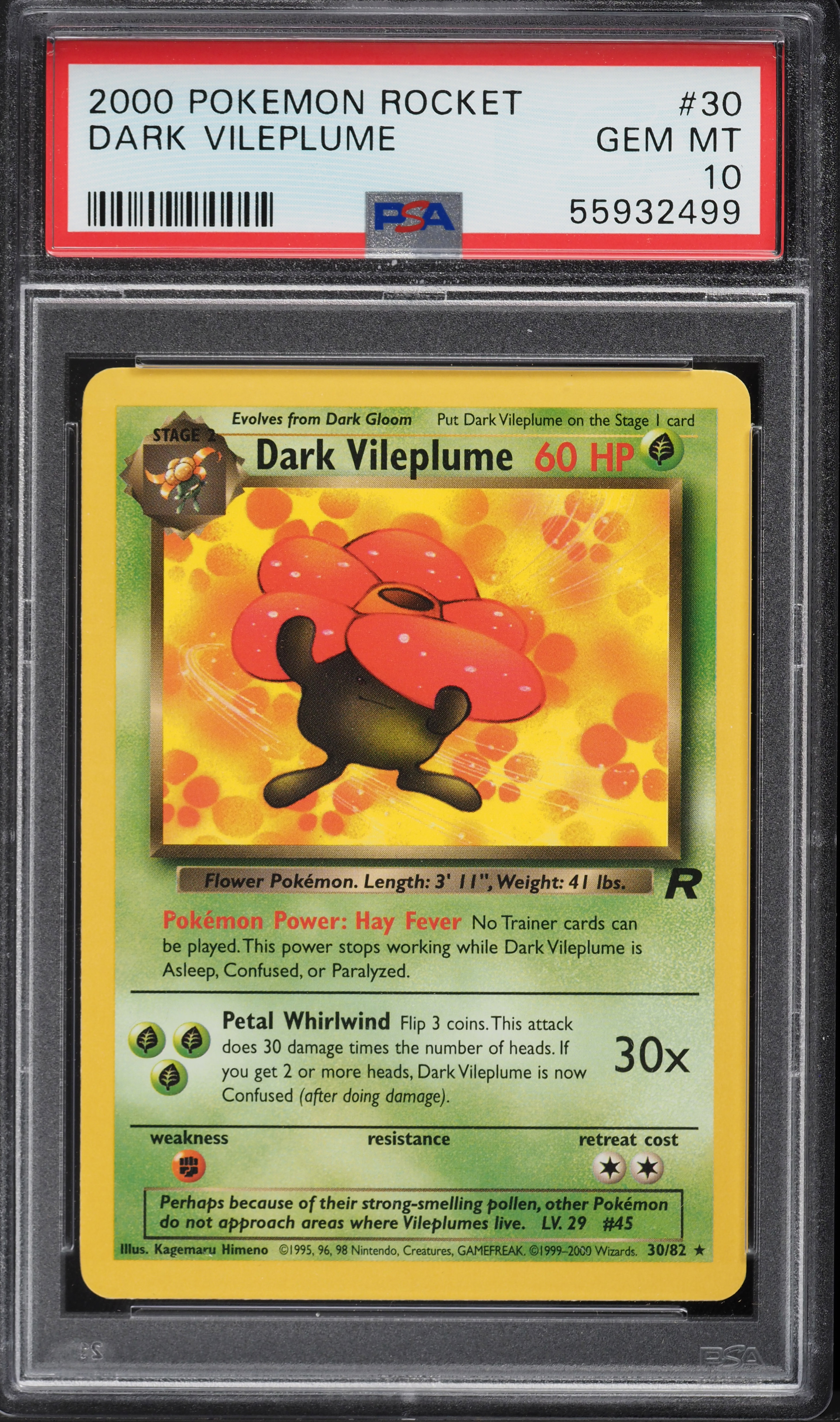2000 Pokemon Team Rocket Dark Vileplume #30 PSA 10 GEM MINT