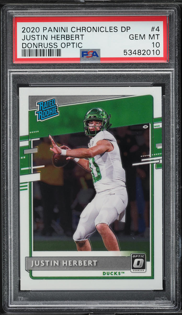 2020 Panini Chronicles Draft Donruss Optic Justin Herbert ROOKIE #4 PSA 10 GEM