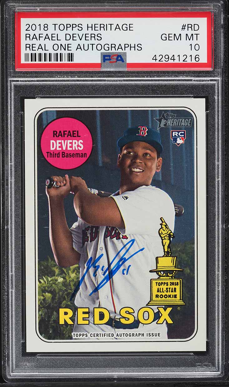 2018 Topps Heritage Real One Rafael Devers ROOKIE AUTO #ROA-RD PSA 10 GEM MINT
