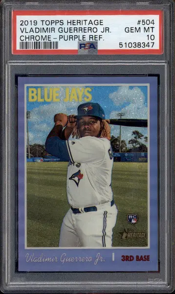 2019 Topps Heritage Chrome Purple Refractor #504 Vladimir Guerrero Jr. RC PSA 10