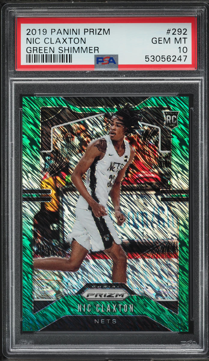 2019 Panini Prizm Green Shimmer Nic Claxton ROOKIE /25 #292 PSA 10 GEM MINT