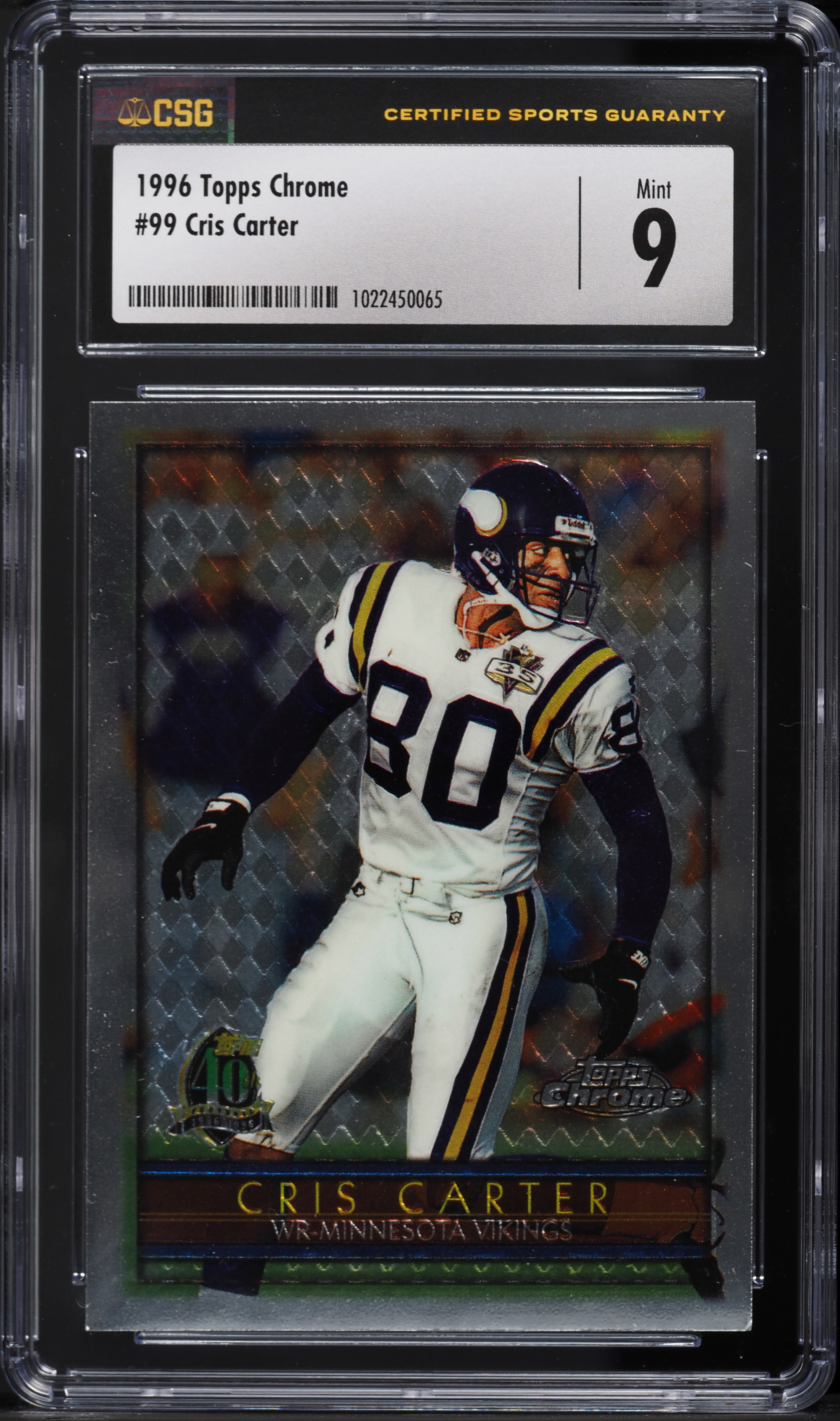 1996 Topps Chrome Cris Carter #99 CSG 9 MINT