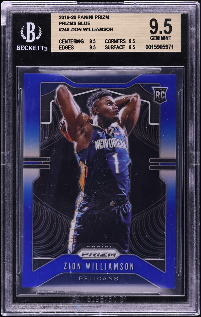 2019 Panini Prizm Blue Zion Williamson ROOKIE /199 #248 BGS 9.5 GEM MINT