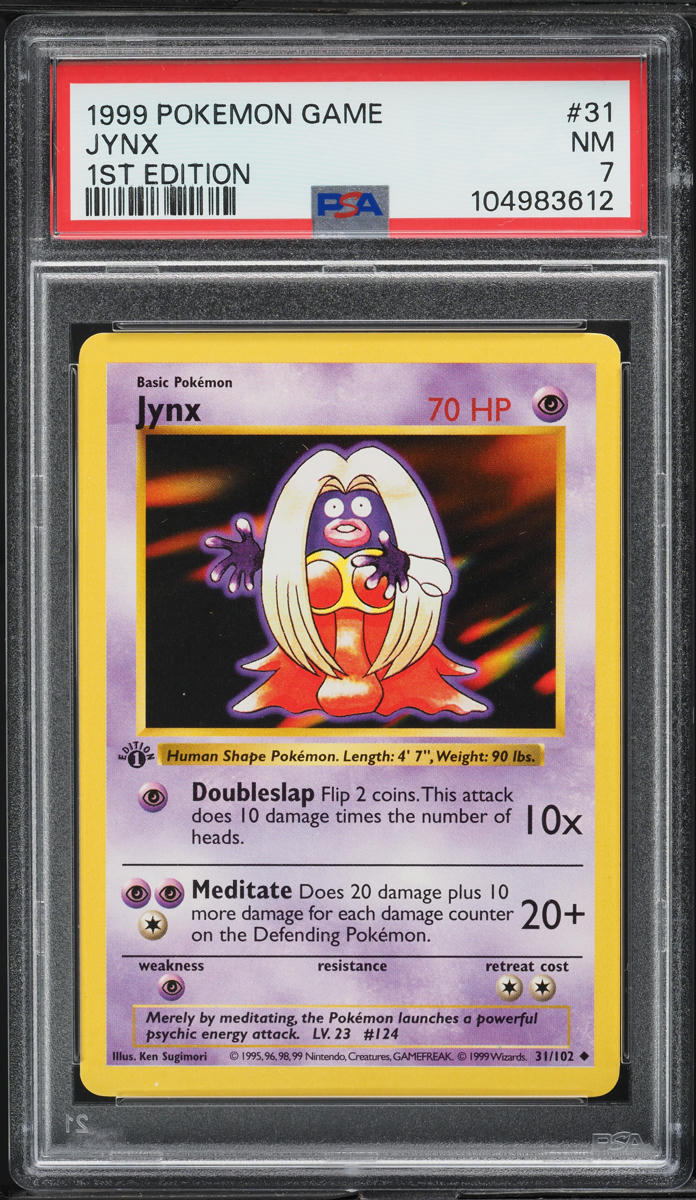 1999 Pokemon Base Set Shadowless 1st Edition Jynx #31 PSA 7 NRMT