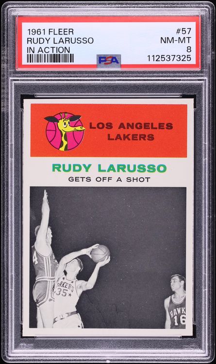 1961 Fleer Basketball Rudy LaRusso IN ACTION #57 PSA 8 NM-MT