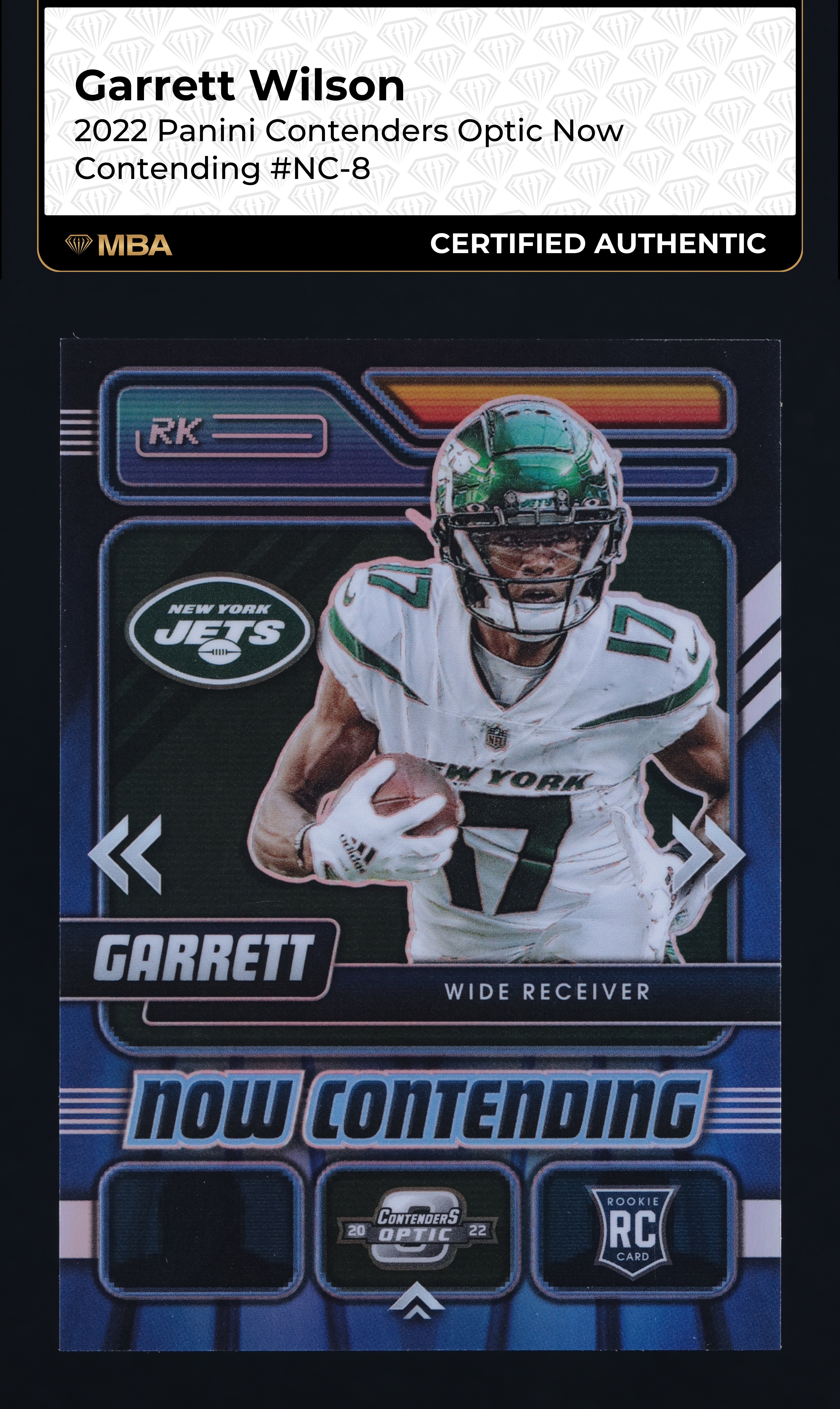 2022 Panini Contenders Optic Now Contending Garrett Wilson ROOKIE #NC-8 MBA AUTH