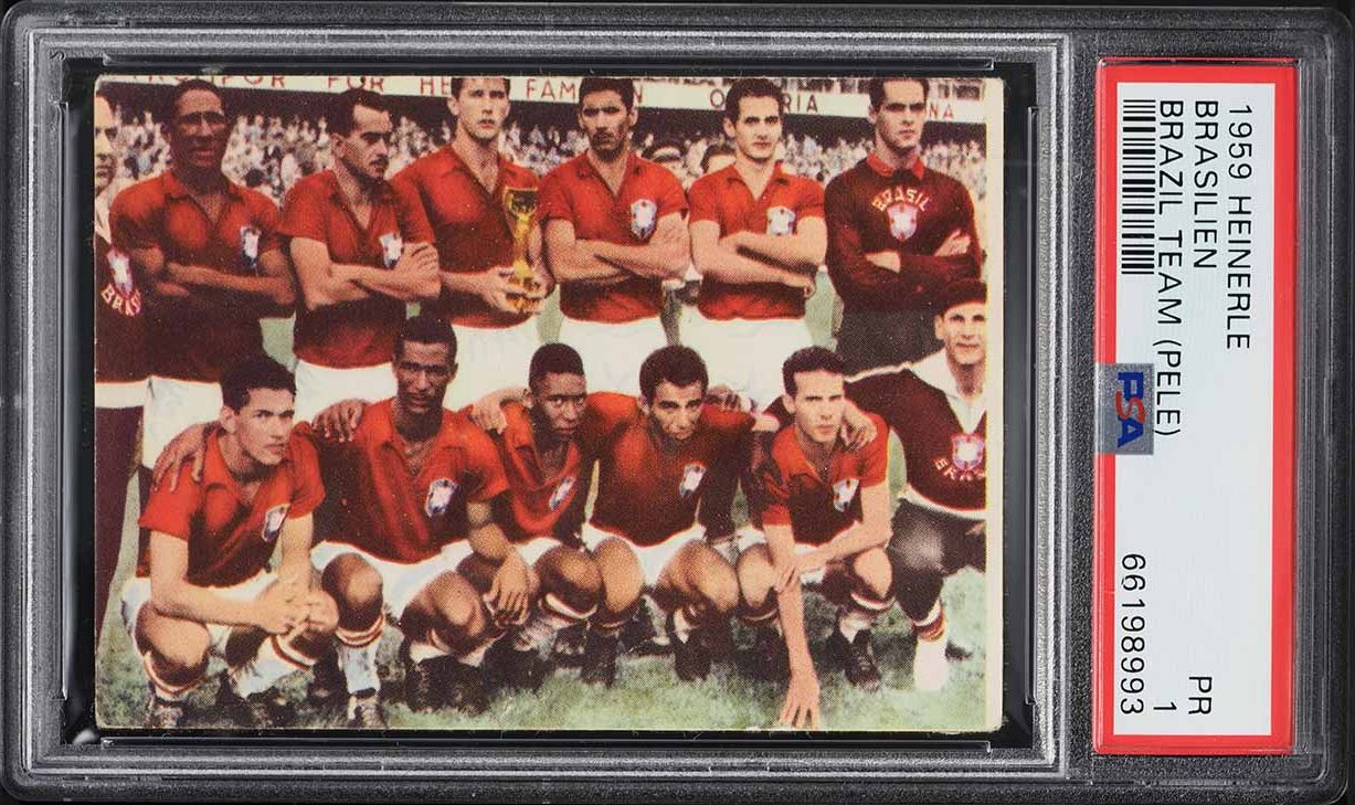 1959 Heinerle Brasilien Soccer Brazil Team w/ Pele PSA 1 PR