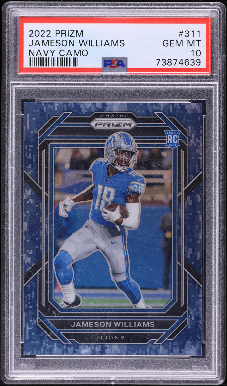 2022 Panini Prizm Navy Camo Jameson Williams ROOKIE /25 #311 PSA 10 GEM MINT