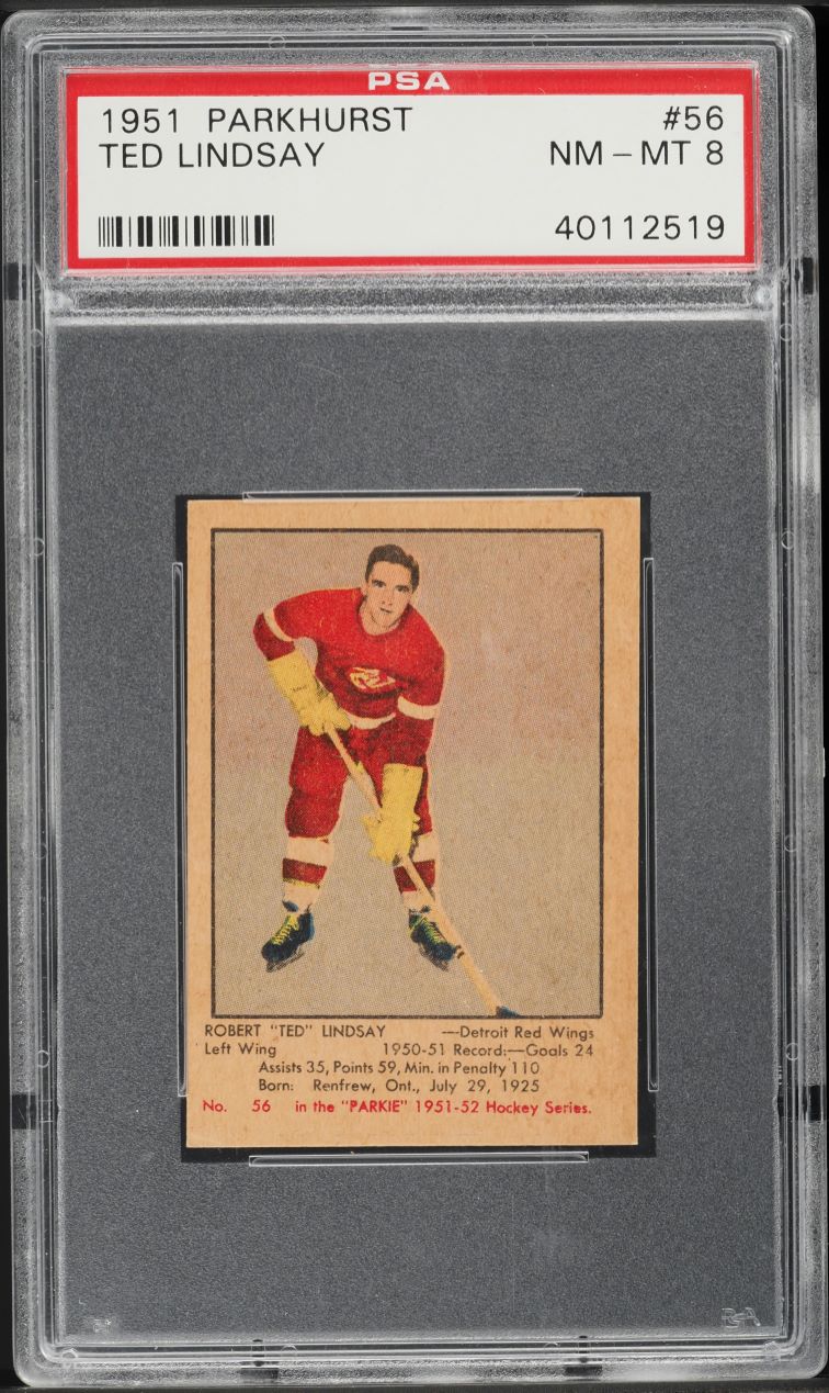 1951 Parkhurst Ted Lindsay ROOKIE #56 PSA 8 NM-MT