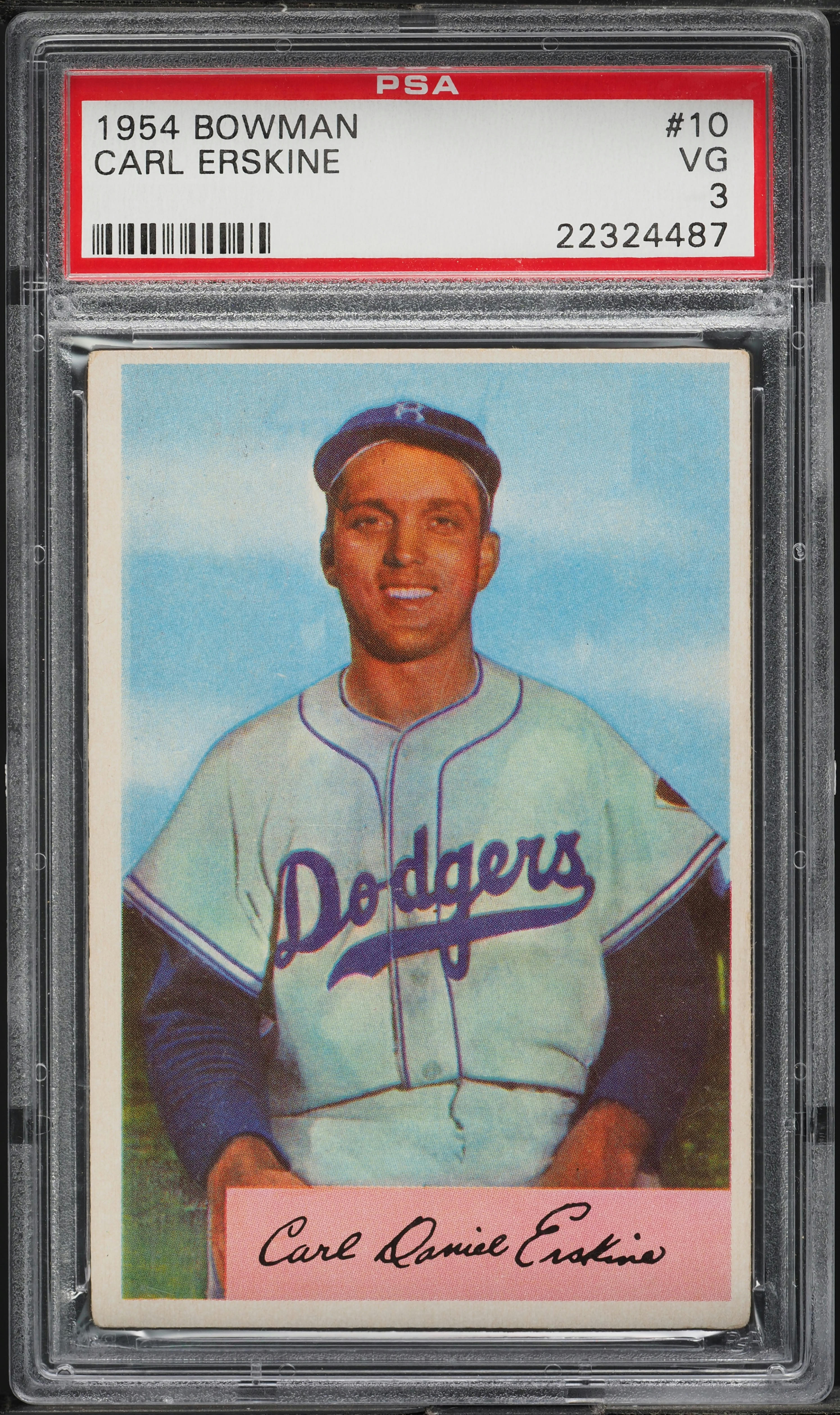 1954 Bowman Carl Erskine #10 PSA 3 VG