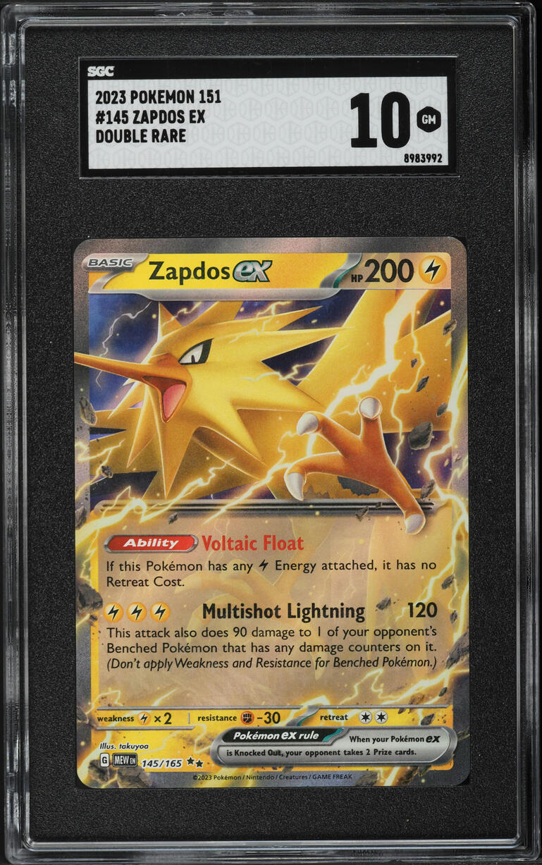 2023 Pokemon Scarlet & Violet 151 Zapdos ex #145 SGC 10 GEM MINT