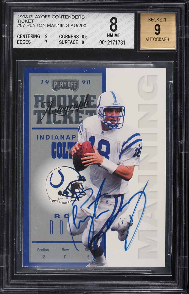 1998 Playoff Contenders Peyton Manning ROOKIE AUTO /200 #87 BGS 8 NM-MT