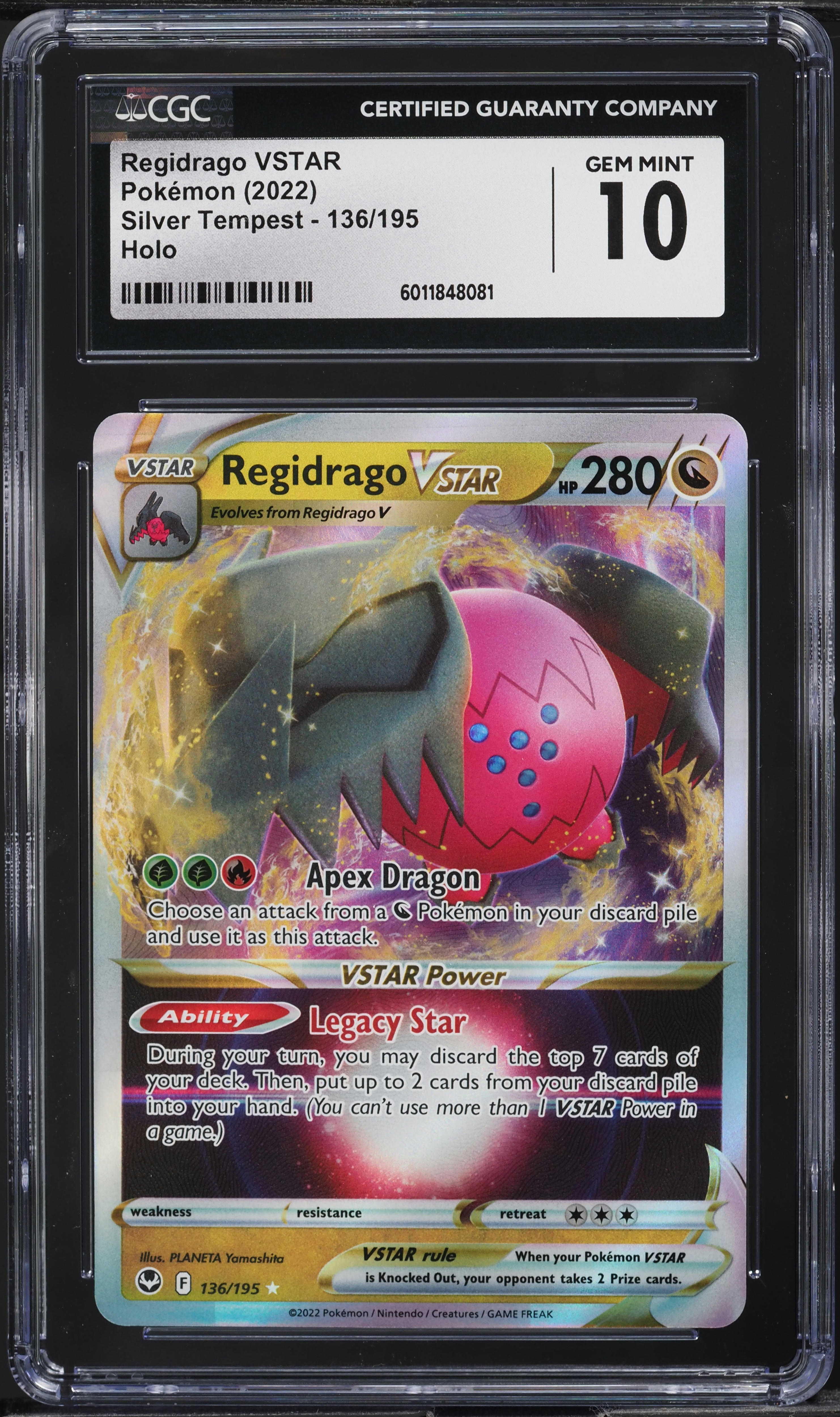2022 Pokemon Sword & Shield Silver Tempest Regidrago VSTAR #136 CGC 10 GEM MINT