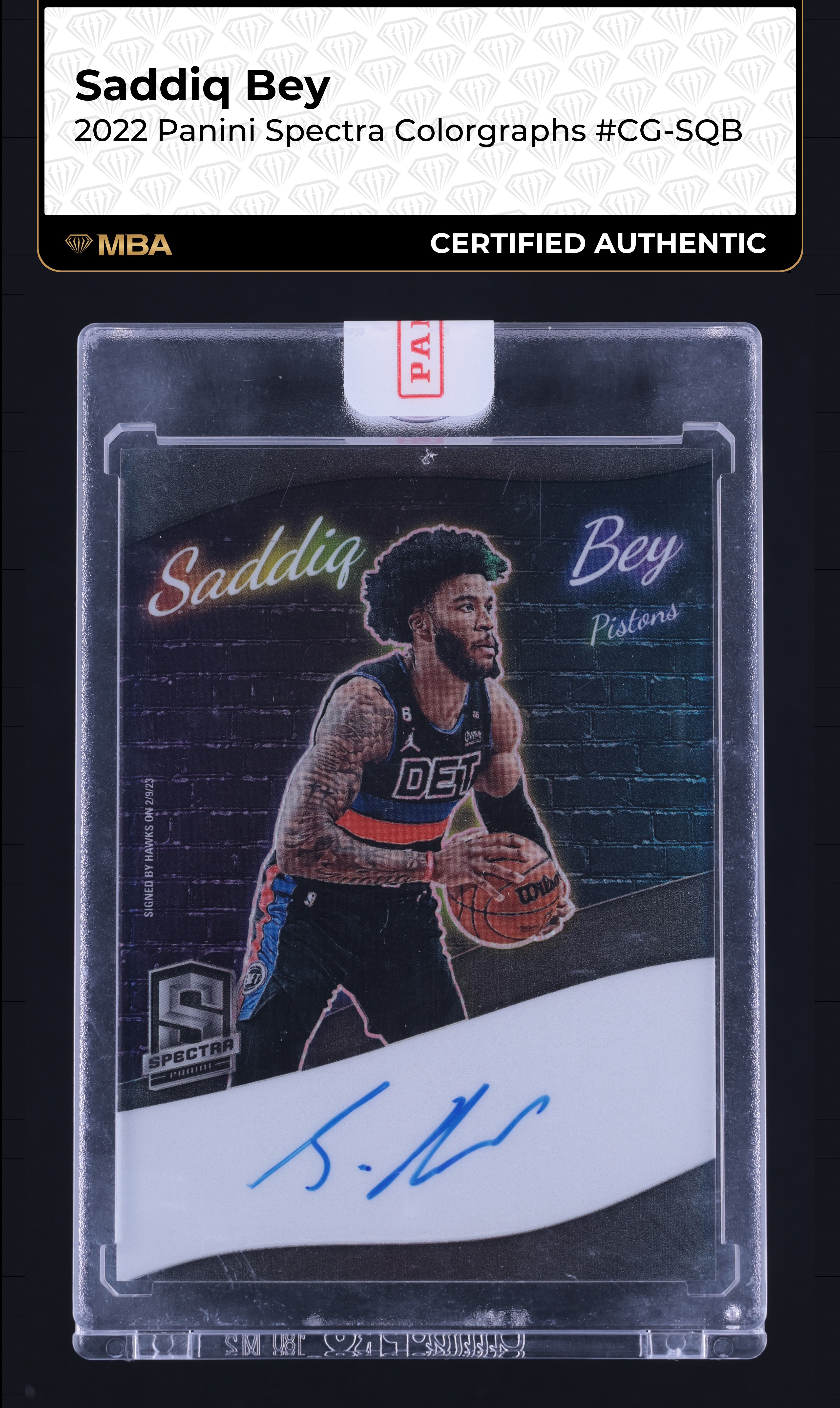 2022 Panini Spectra Colorgraphs Saddiq Bey AUTO /99 #CG-SQB MBA AUTH