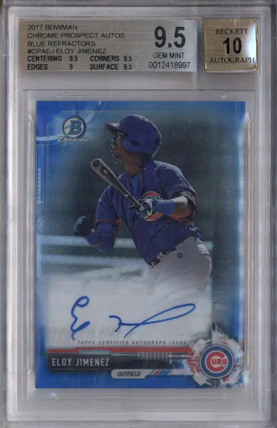 2017 Bowman Chrome Prospect Auto Blue Refractor #CPAEJ Eloy Jimenez /150 BGS 9.5