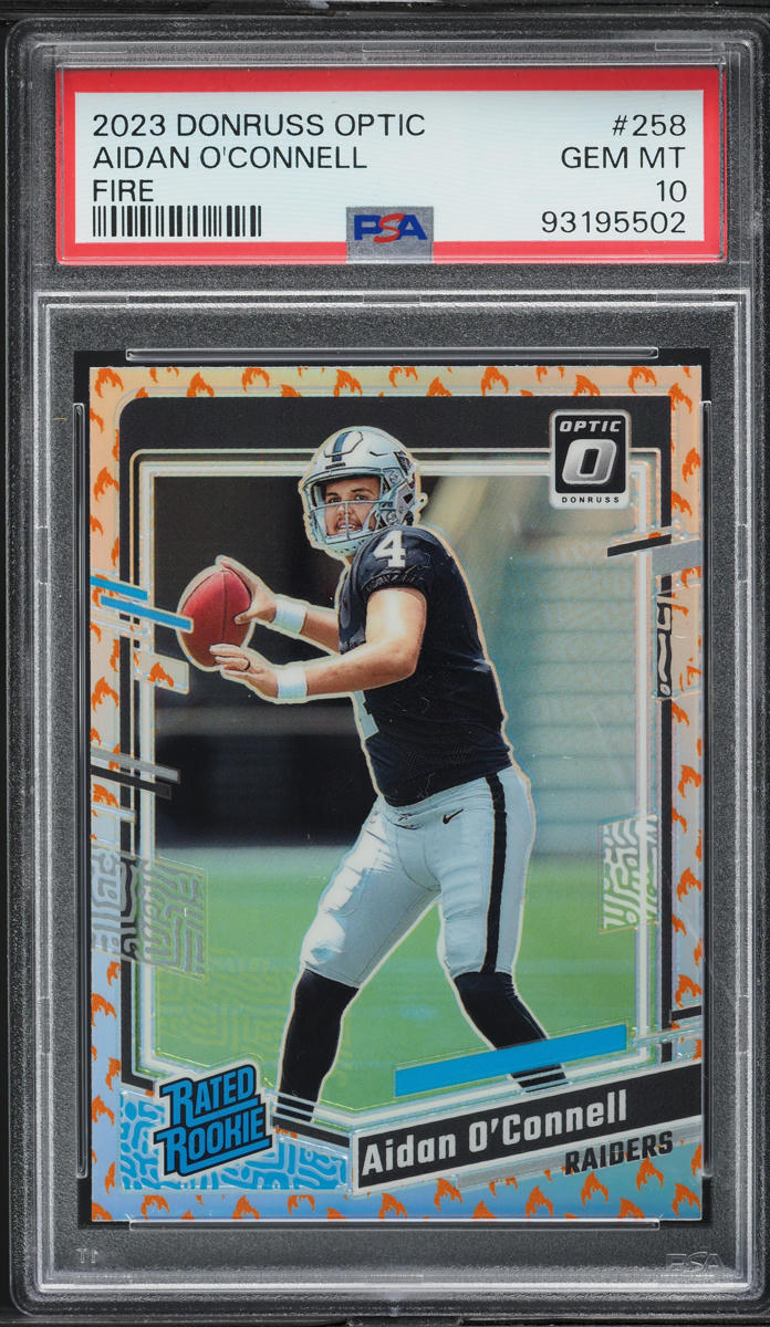 2023 Donruss Optic Fire Aidan O'Connell ROOKIE #258 PSA 10 GEM MINT