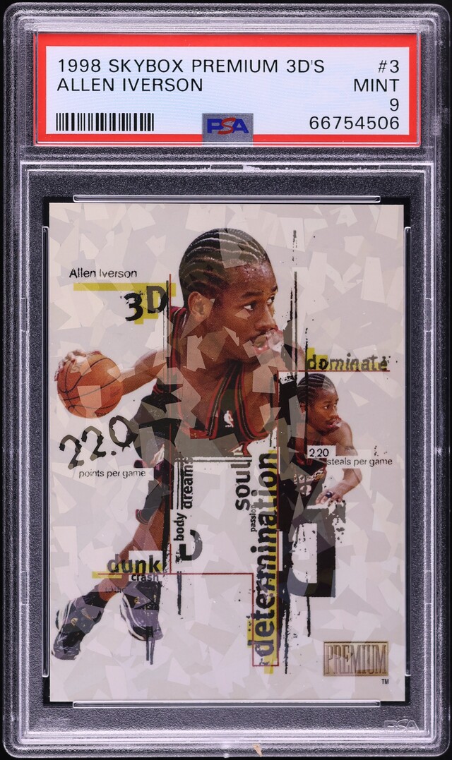 1998 Skybox Premium 3D's Allen Iverson #3 PSA 9 MINT