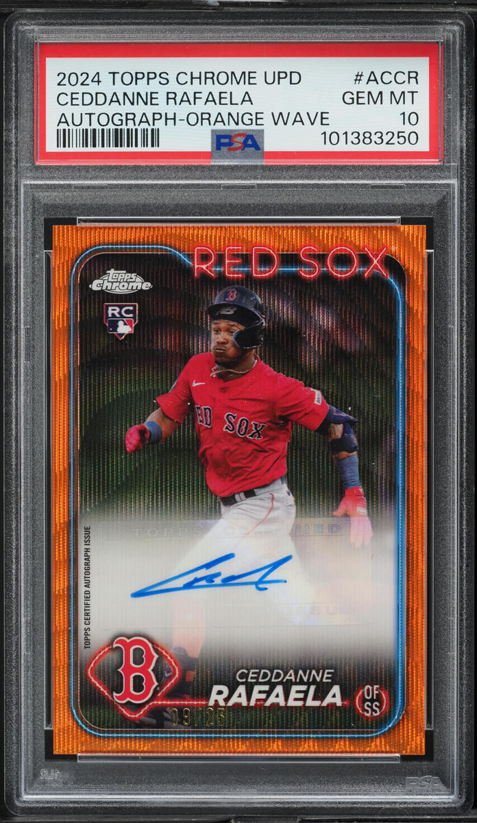 2024 Topps Chrome Update Orange Wave Ceddanne Rafaela ROOKIE AUTO /25 PSA 10