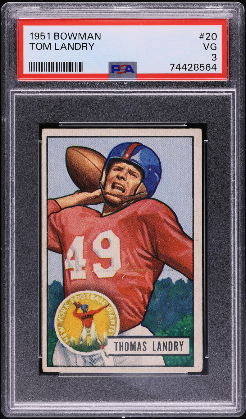 1951 Bowman Football Tom Landry ROOKIE #20 PSA 3 VG