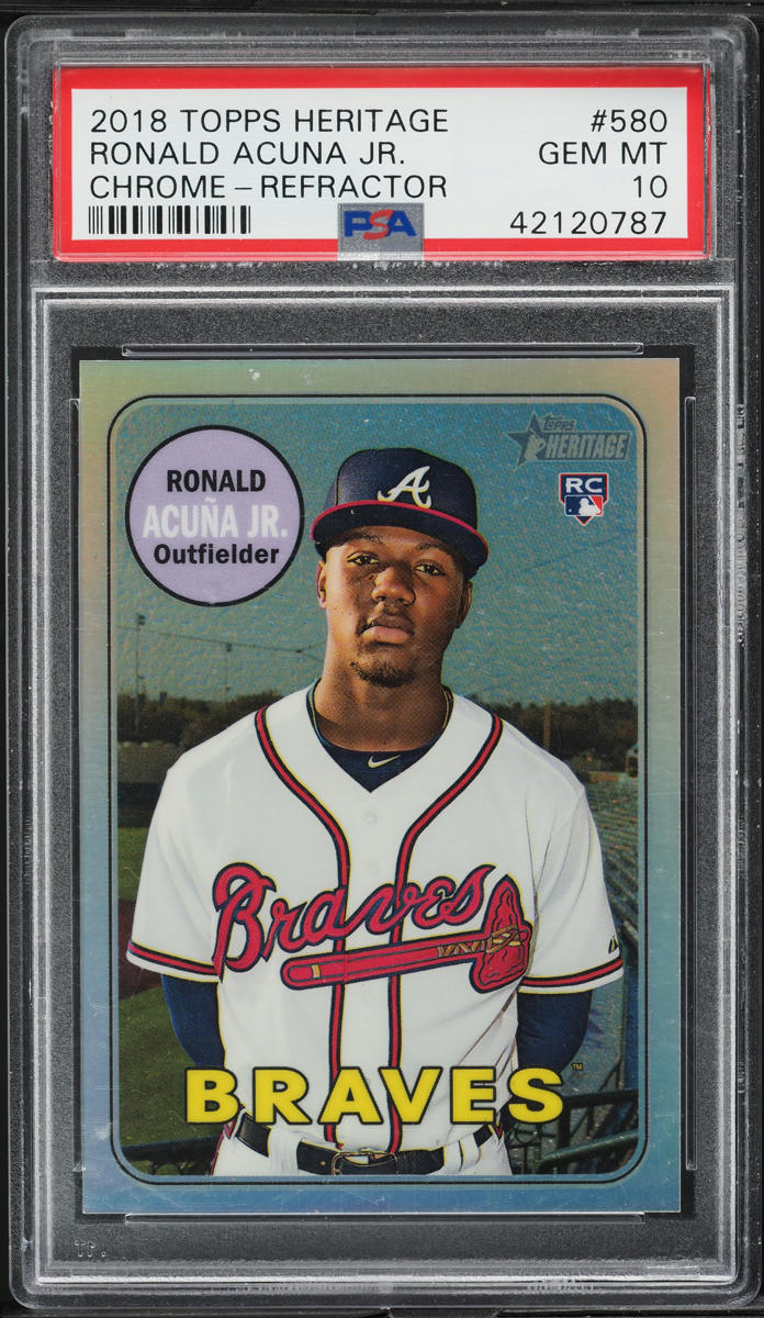 2018 Topps Heritage Chrome Refractor Ronald Acuna Jr. ROOKIE /569 #580 PSA 10
